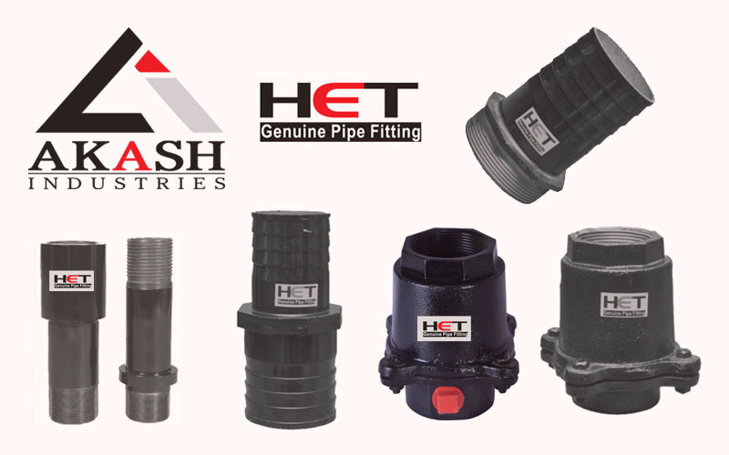 Akash Industries Submersible Agriculture Columan Pipe  Adapter - Hose Nipple - Foot Valve Pipe Fitting Manufacturers Rajkot Gujarat India