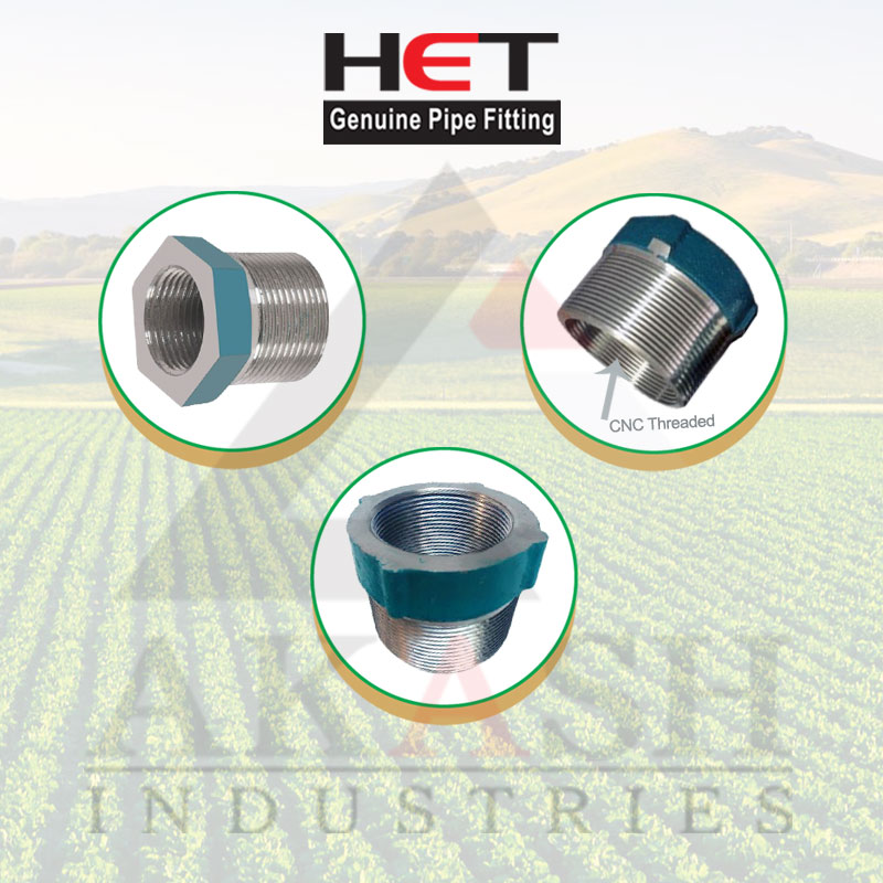 CNC Threaded Reduce Bush Manufacturers Gujarat India - Akash Industries Agriculture Pipe Fitting